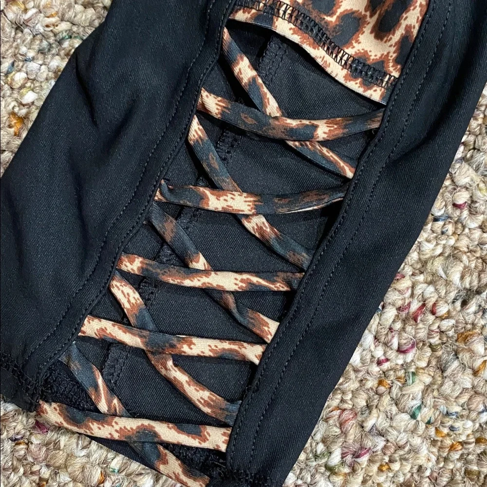 3/$10 bebe Leggings with Leopard Side Panels - Picture 5 of 5